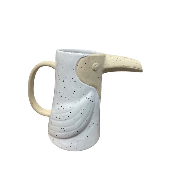 OpalHouse Toucan Bird Stoneware white tan pictcher SKU 9663 - Picture 2 of 11
